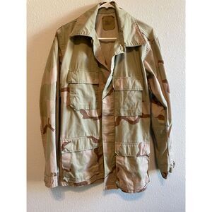 Vintage USGI DCU Desert Camo BDU Coat Medium Long 3 Color Military Army 90s